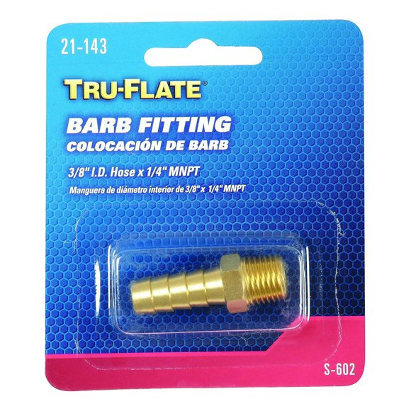Conector de extremo de manguera Plews Tru-Flate 21-143 3/8 pulgadas de diámetro interno x 1/4 pulgadas MNPT