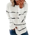 thumbnail image 1 of Sudadera informal con cuello redondo para mujer, con estampado de rayas, holgada, suave, de manga larga, camisetas Ormromra, 1 of 1