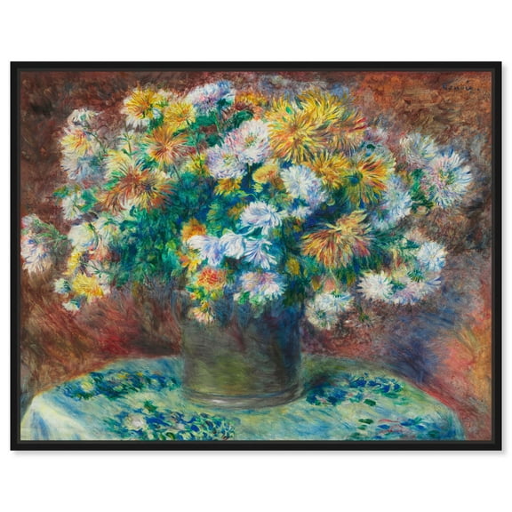 Renoir Chrysanthemum Canvas Famous Artist Prints by Art Remedy, Black Frame, 20 x 16
