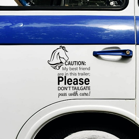 1set 2 Pcs Funny Car Sticker Sayings Vehicle Safety Warning Theme PVC Car Sticker Unicorn Pattern Vinyl Art Decal for Vehicle Car Decor Black 9.84x11.6in