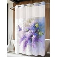 thumbnail image 4 of Lavender No Hook Shower Curtain Waterproof,Bathroom Curtains with Snap in Liners and See Through Top Window,Watercolor Purple White Floral Botanical Butterfly Hotel Bathtub Curtains Shower 72"Wx96"L, 4 of 8