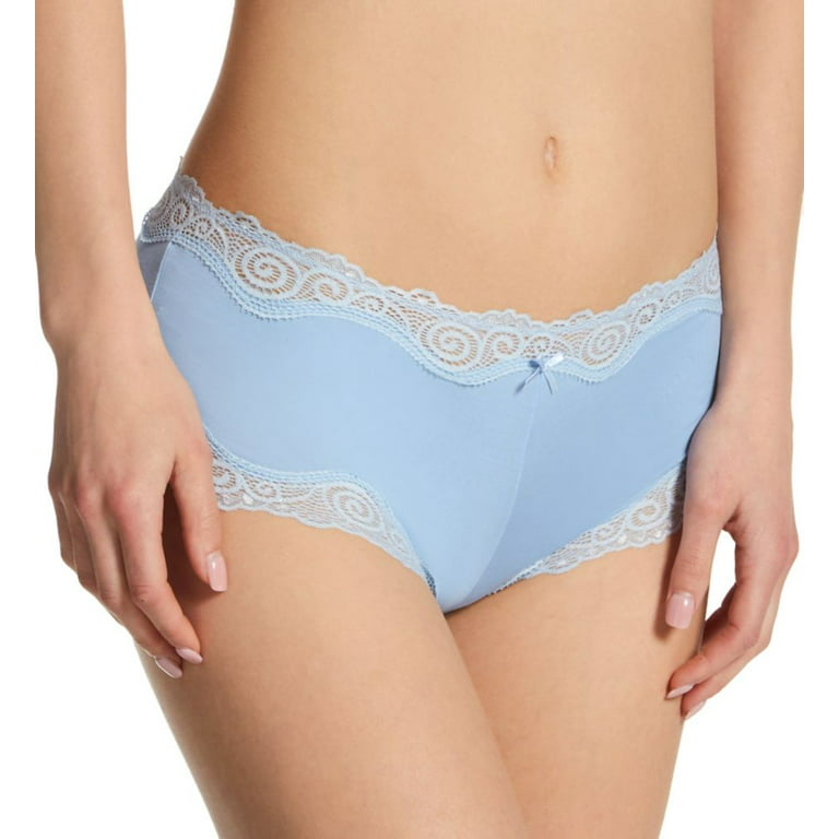 Maidenform Womens Cheeky Scalloped Lace Hipster, 9, Gingham Blue/Blue  Whimsy 