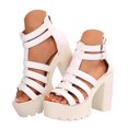 thumbnail image 3 of MKLEKYY Sandalias de Playa para Mujer, Zapatos de Verano Con Hebilla Lisa, Informales, Con Punta Abierta y Tacones Cuadrados, Cómodos, para Playa, 3 of 5