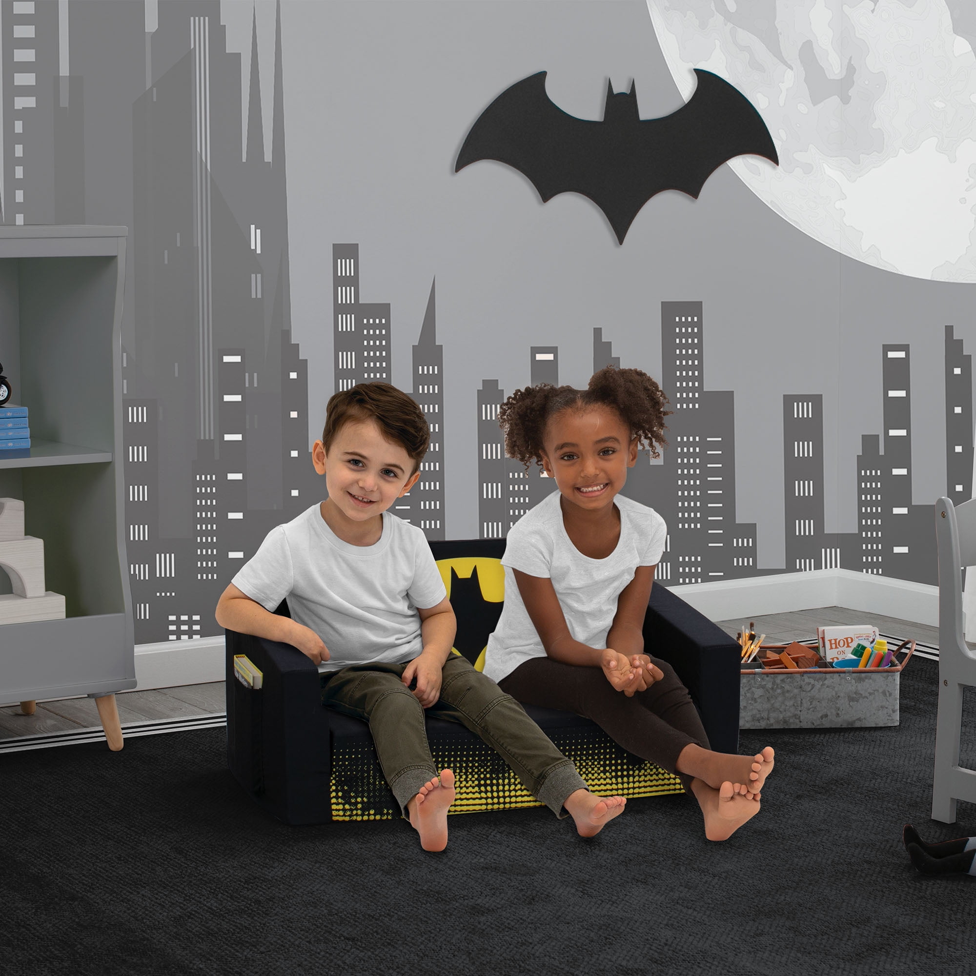 Batman Cozee Flip-Out Sofa - 2-in-1 Convertible Sofa to Lounger by Delta Children