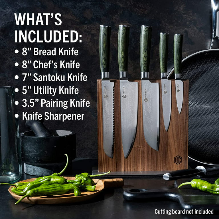 HexClad 6 Piece Kitchen Knife Set Japanese Damascus Stainless