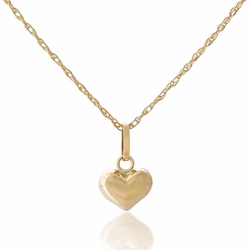 Handcrafted 10kt Gold Diamond-Cut Heart Charm Pendant - Walmart.com