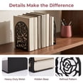 thumbnail image 2 of Unique Bargains Large Flower Design Floral Metal Bookends Black Style A 4.7"x3.2"x7.3", 2 of 6