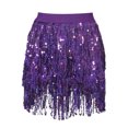 thumbnail image 6 of FASHOFT Sequin Skirt For Women 3D Beaded Fringed Skirt Elastic Waist A Line Sequined Short Skirt Unique Design Slim Glitter Half Skirt Women's Skirts Purple, 6 of 6
