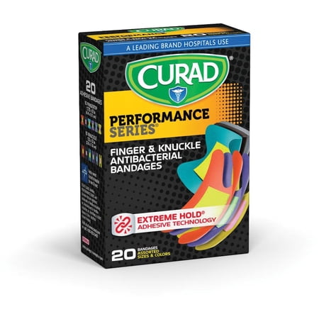 Curad, MIICUR5021, Finger/Knuckle Antibactrl Bandages, 20 / Box, Assorted