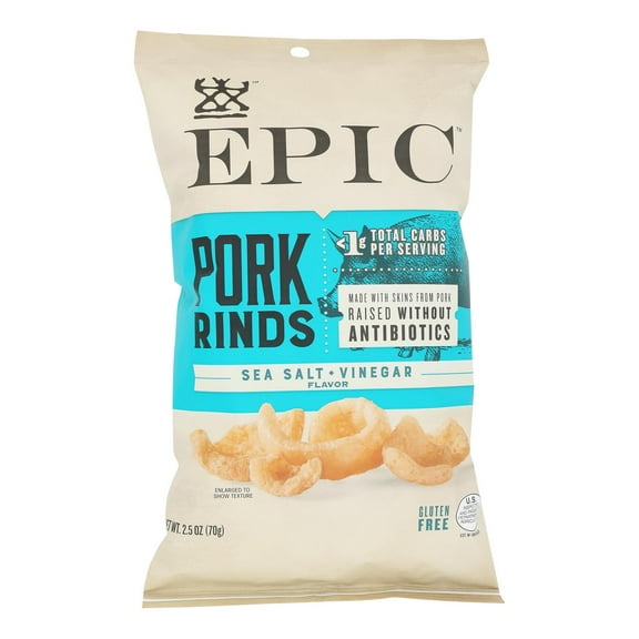 Epic - Pork Rinds Sea Salt Vinegar - Case of 12-2.5 OZ