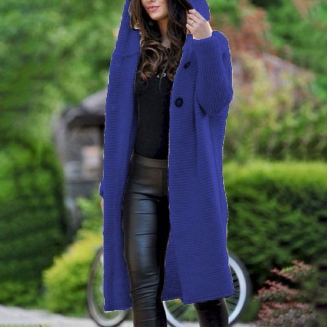 Women Casual Long Knitted Cardigan Hoodie Loose Sweater Coat Fashion Clothes