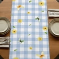 thumbnail image 5 of Table Runners 70 Inches Long Dress Scarves, Spring Dog Farmhouse Coffee/Dining/Kitchen Table Decor, Holiday Table Runner, Sunflower Daisy Botanical Blue Plaid 13x70 Inch, 5 of 9