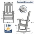 thumbnail image 4 of FOOWIN Patio Slat Rocking Chair Set of 2, HDPE Plastic Weather Resistant Porch Rocker, Light Gray, 4 of 10