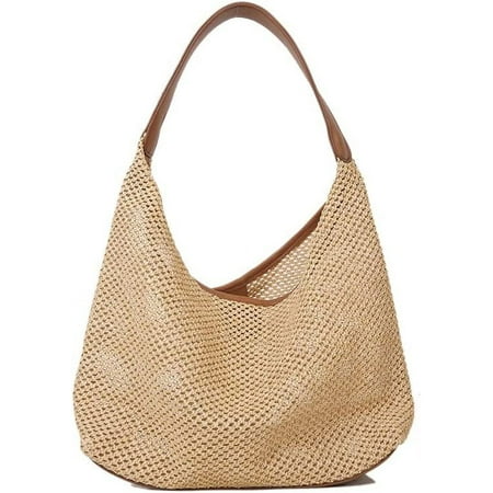 LinYooLi Fairycore Academia Aesthetic Alt Mesh Tote Bag Straw Purses For Women Japanese Preppy Coquettish India Beach Pack (khaki)