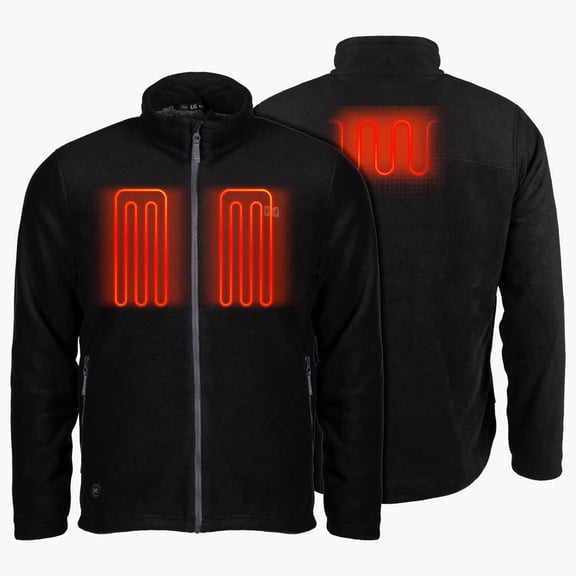 Mobile Warming Trek 2.0 Heated Fleece Jacket for Men, High-Pile Lined, 3 Heat Zones, Battery Included, Black, Small