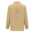 thumbnail image 3 of AherBiu Long Sleeve Shirts for Women Button down Lapel V Neck Cotton Linen Tops Lightweight Blouse, 3 of 5