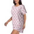 thumbnail image 2 of Haiem Flamingo On Checkered Pattern Pajama Set for Women 2 Piece Lounge Set Short Sleeve Tops and Shorts Soft Sleepwear-Medium, 2 of 7