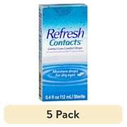(5 pack) REFRESH Contacts Contact Lens Comfort Moisture Drops 0.40 oz