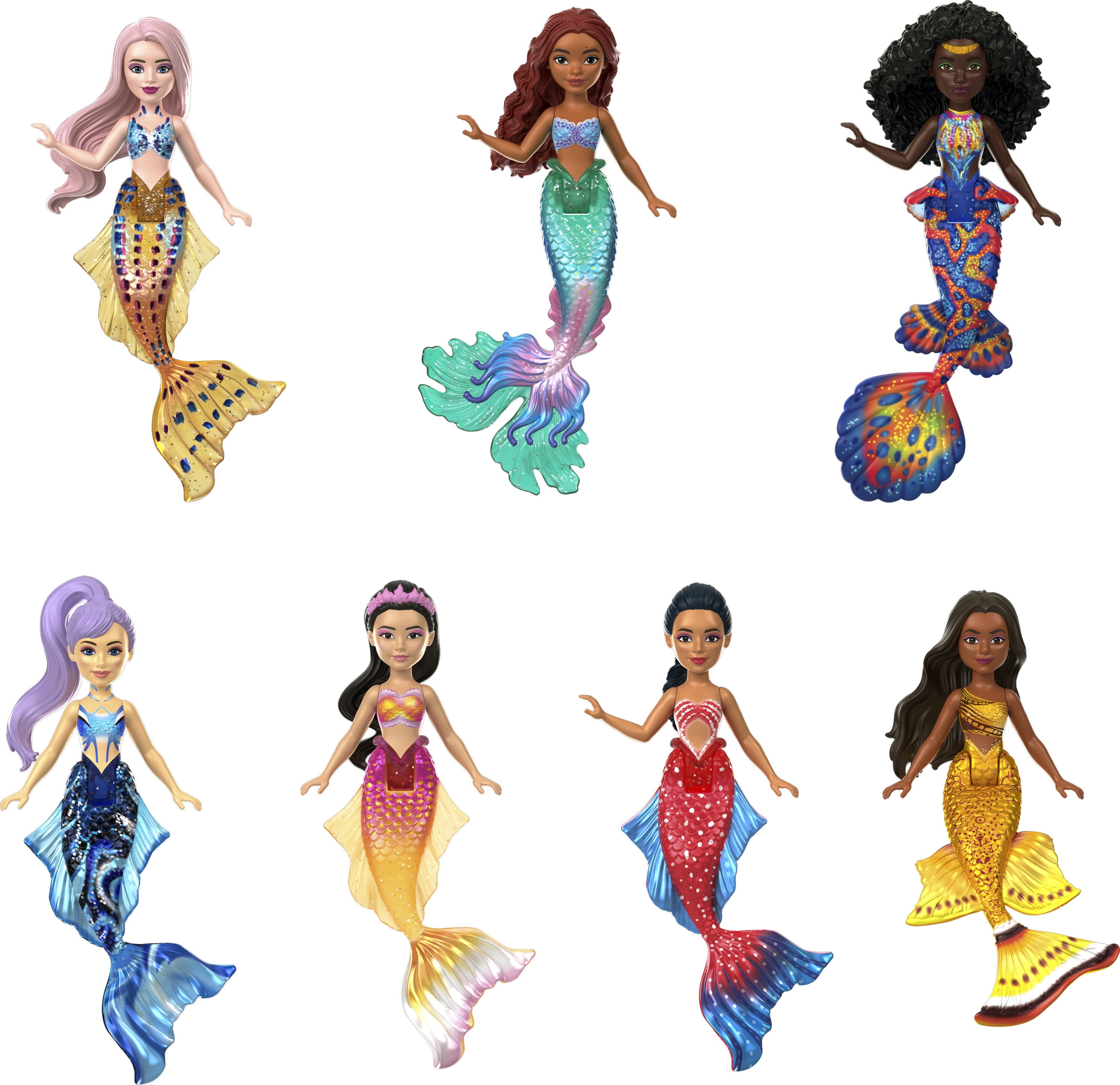 Disney The Little Mermaid Ariel and Sisters Small Doll Set with 7 ...