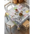 thumbnail image 2 of Grey Easter Bunny Suqare Tablecloth - 60 x 60 Inch, Spring Colorful Egg Flower Wood Grain Waterproof & StainResistant Tablecloth, Washable Oil-proof Table Cover for Dining/Party/Wedding/Buffet, 2 of 9
