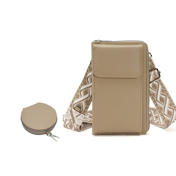 Fiudx Monedero Pequeño de Cuero para Teléfono, Bandolera con Monedero, Correa Ajustable para Guitarra, Múltiples Ranuras para Tarjetas, Uso Diario, Viajes, Compras, Ligero, 11 Cm (Largo) X 4,5 Cm (An