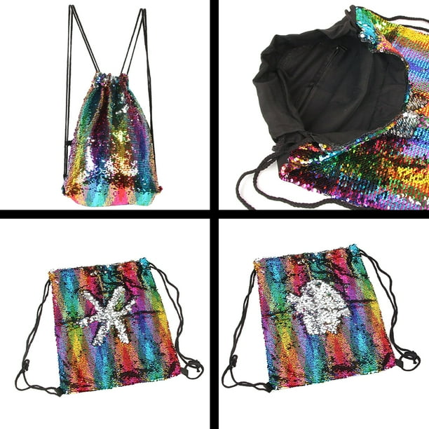 Drawstring sequin shop bag