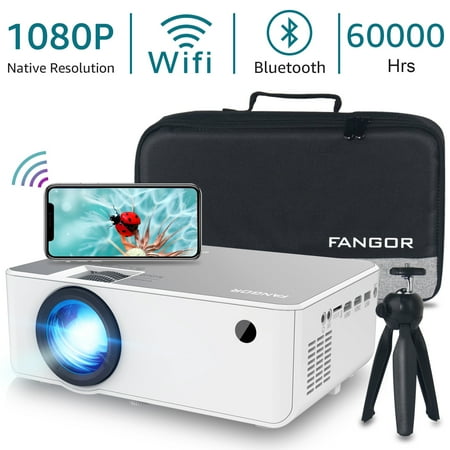 FANGOR Full HD Movie Projector, Native 1080P Projector with 230 Projection Size, Support HDMI VGA AV USB with Free Carrying Bag