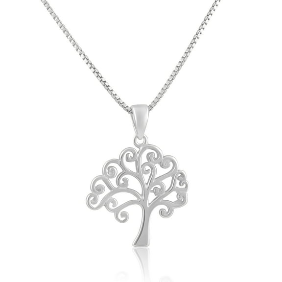 Sterling Silver Womens Small Filigree Celtic Swirl Tree of Life Charm Pendant Necklace