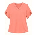 thumbnail image 3 of Ohufall Casual T-shirts for Women Solid Summer Short Sleeve Tops Loose V-Neck Lightweight Comfort Tops, 3 of 3