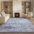 thumbnail image 4 of SAFAVIEH Tucson Beulah Oriental Machine Washable Area Rug, Blue/Charcoal, 8' x 8' Square, 4 of 14