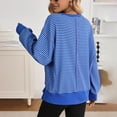 thumbnail image 4 of zbxnLI Women's Oversized Sweatshirts Striped Long Sleeve Crewneck Tops Casual Lightweight Pullover Athletic Shirts, 4 of 5