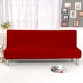 thumbnail image 2 of Unicoloured stretch sofa covers protective cover without armrests, foldable and elastic sofa cover (red), 2 of 7