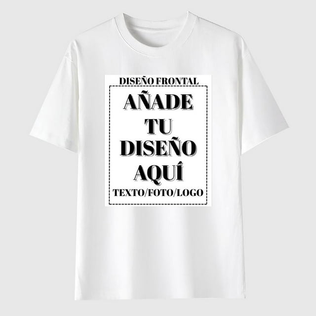 Playera de Algodón 100% para Mujer con Estampado Personalizado (Frente y Espalda), Añade tu Texto/Foto/Logo/Diseño, Blanco, Talla Chica (S)