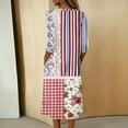 thumbnail image 7 of Summer Dresses for Women V-Neck Button Down 3/4 Sleeve Patriotic American Flag A-Line Midi Beach Vacation Sundress with Pockets, 7 of 7