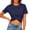 Navy plus size knot front crop top a1, variant on Women Plus Size Knot Front Crop Top Short Sleeve Casual T-Shirt Solid Color Blouse Summer Vacation Fashion Clothes, Pink 2XL