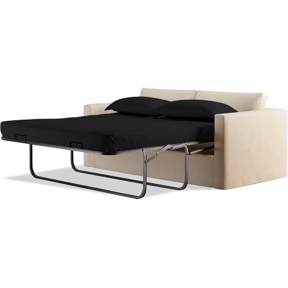 600 Thread Count Pima Cotton Sleeper Sofa 4-PCs Sheet Set Full Sofa Size Black Solid, Fits (5 Inch Deep)