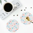 thumbnail image 5 of Kll Octagon Drink Coasters Set Of 4,Pu Leather Absorbent Coasters Set Decorative Coffee Cup Coasters Housewarming Gift For Home Decor-Colorful Seashells1, 5 of 9