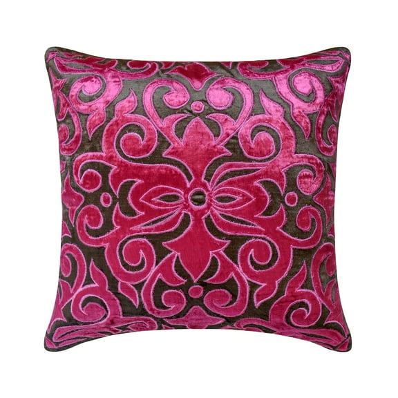 Throw Pillow Cover With Zipper, Decorative Pink Pillowcase With Zipper 16x16 inch (40x40 cm), Velvet Throw Pillow Covers, Abstract, Modern Cushion Cover Couch - Fuchsia Kingdom