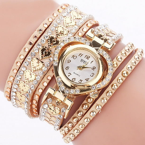 Decoraciones para fiestas, adornos para fiestas, accesorios para fiestas Pulsera con diamantes y reloj con bucle para mujer Mira la pulsera