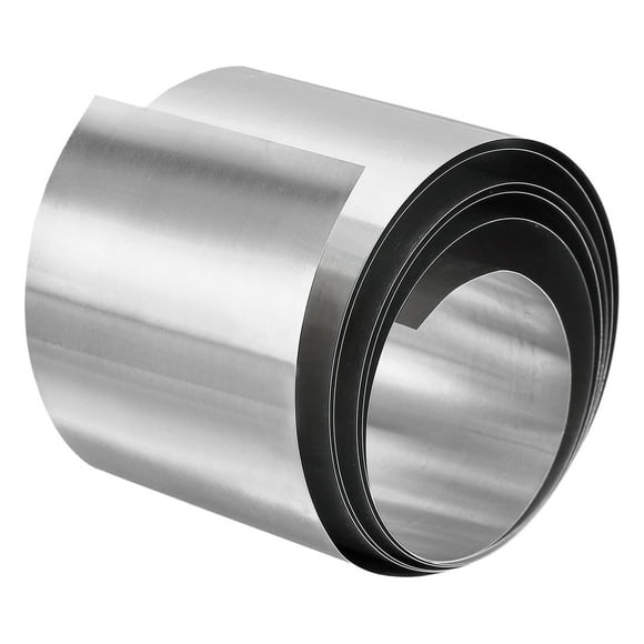 Uxcell Rollo de papel de aluminio de acero inoxidable 304, placa de tira de metal pulido de 0.3mm x 50mm x 1M para manualidades tono plateado