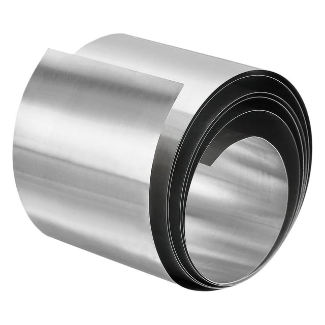 Uxcell Rollo de papel de aluminio de acero inoxidable 304, placa de tira de metal pulido de 0.5mm x 50mm x 1M para manualidades tono plateado