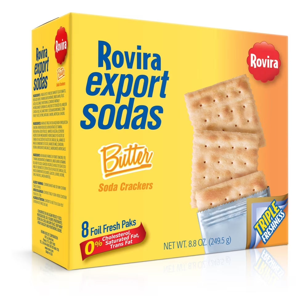Rovira Export Sodas Butter Soda Crackers, 8.8 oz Box