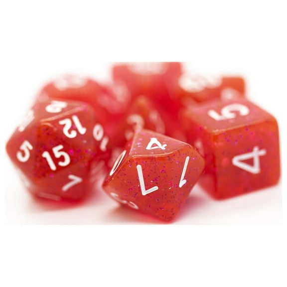 Old School Dice & Accessories Poly Set Translucent Red w/White (7) New