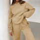 thumbnail image 3 of Conjunto de sudadera con capucha para mujer con bolsillos holgados jersey pantalones superiores traje de vacaciones, 3 of 9