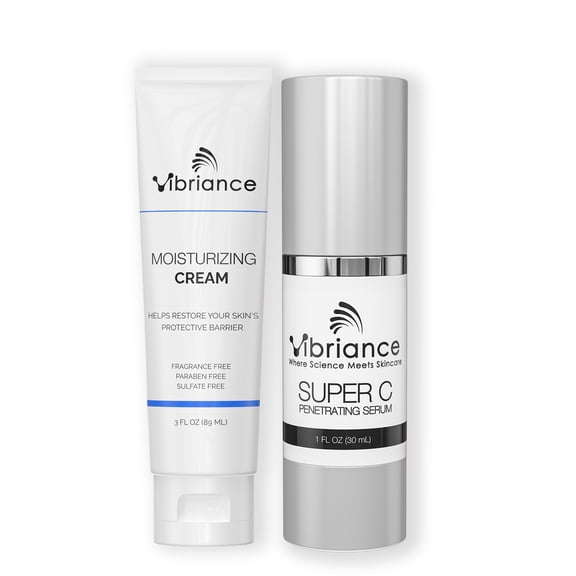 Vibriance Brilliance Boost Bundle | Super C Serum and Moisturizing Cream for Mature Skin | Hydrates, Firms, Lifts, Targets Wrinkles, Age Spots | Hydrating, Fast-Absorbing Skincare Set