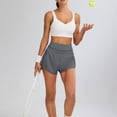 thumbnail image 4 of Women's Flow Running Shorts High Waisted Crossover Hem - Quick-Dry Lightweight Athletic Tennis Shorts with Pockets, 4 of 8