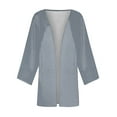thumbnail image 5 of tklpehg Womens Cardigan Loose Cover Up Casual Blouse Tops Leisure 3/4 Sleeve Fall Coat Overcoat Solid Color Blouses Gray M, 5 of 5