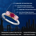 thumbnail image 2 of Gem Stone King 10K Two Tone Gold Red Created Ruby and Pink Lab Grown Diamond Engagement Ring for Women | 1.60 Cttw | Round 5MM | Gemstone July Birthstone | Size 6, 2 of 6