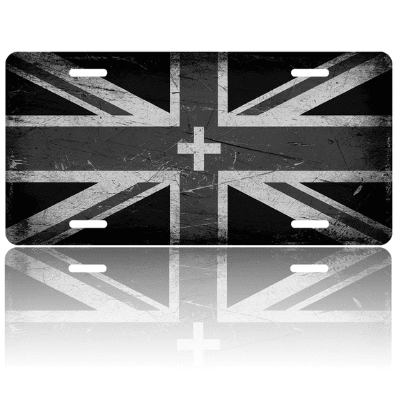 1 Pcs 2D Flat License Plate Covers & Frames, Union Jack For Decorative Front, Waterproof For Decoration Aluminum License Plate Covers & Frames Cover For Men Women, 12" X 6"