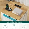 thumbnail image 4 of Farmhouse Nightstand with Charging Station and LED Lights, White Night Stand/Bedside Table with 3 Drawers, End Side Table for Bedroom Living Room, 4 of 9